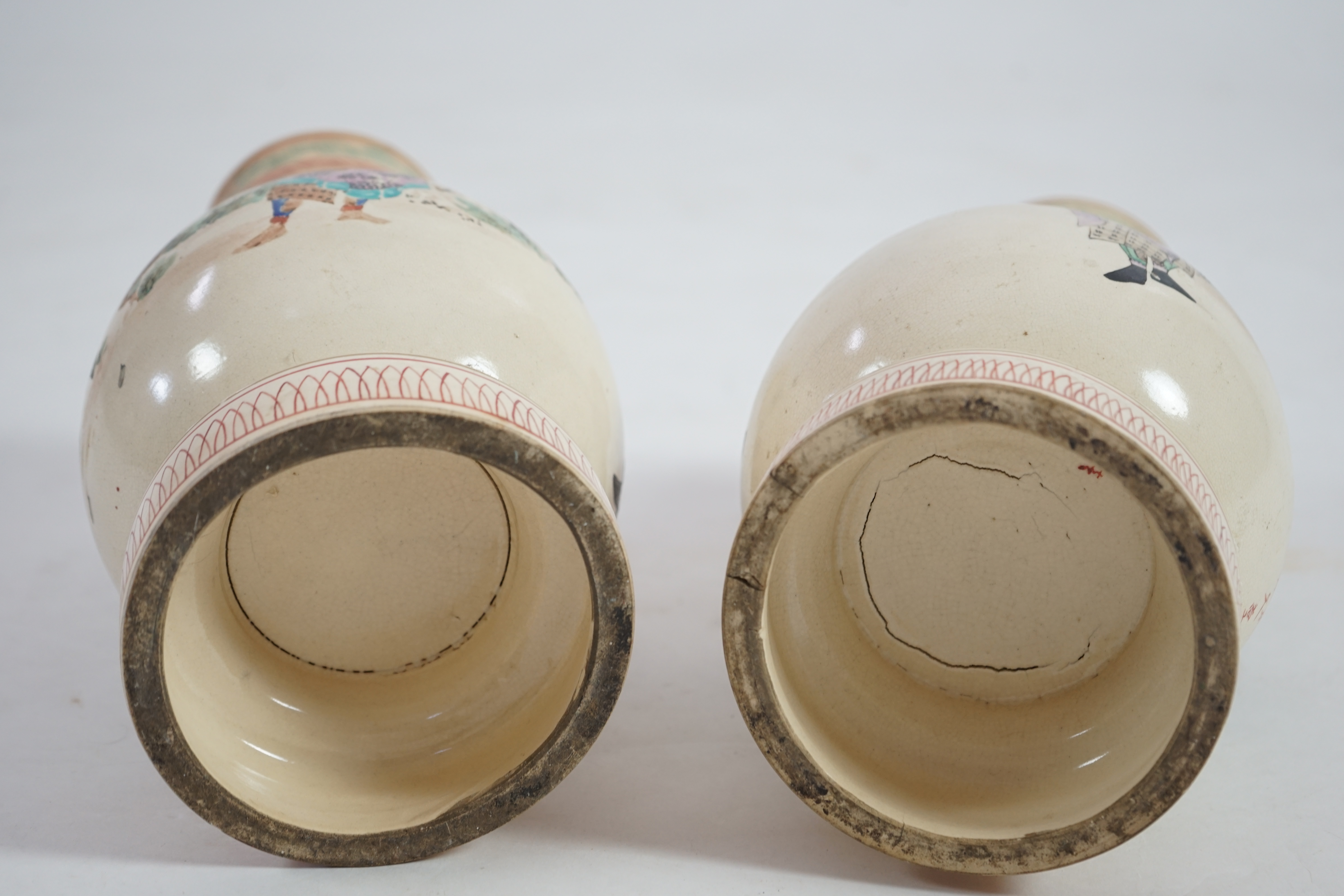 A pair of Japanese Satsuma earthenware vases